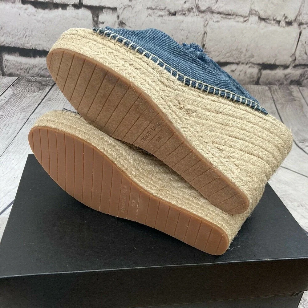 kenneth cole Women’s Otta Blue Denim espadrille‎ wedges size 9.5M New in box.